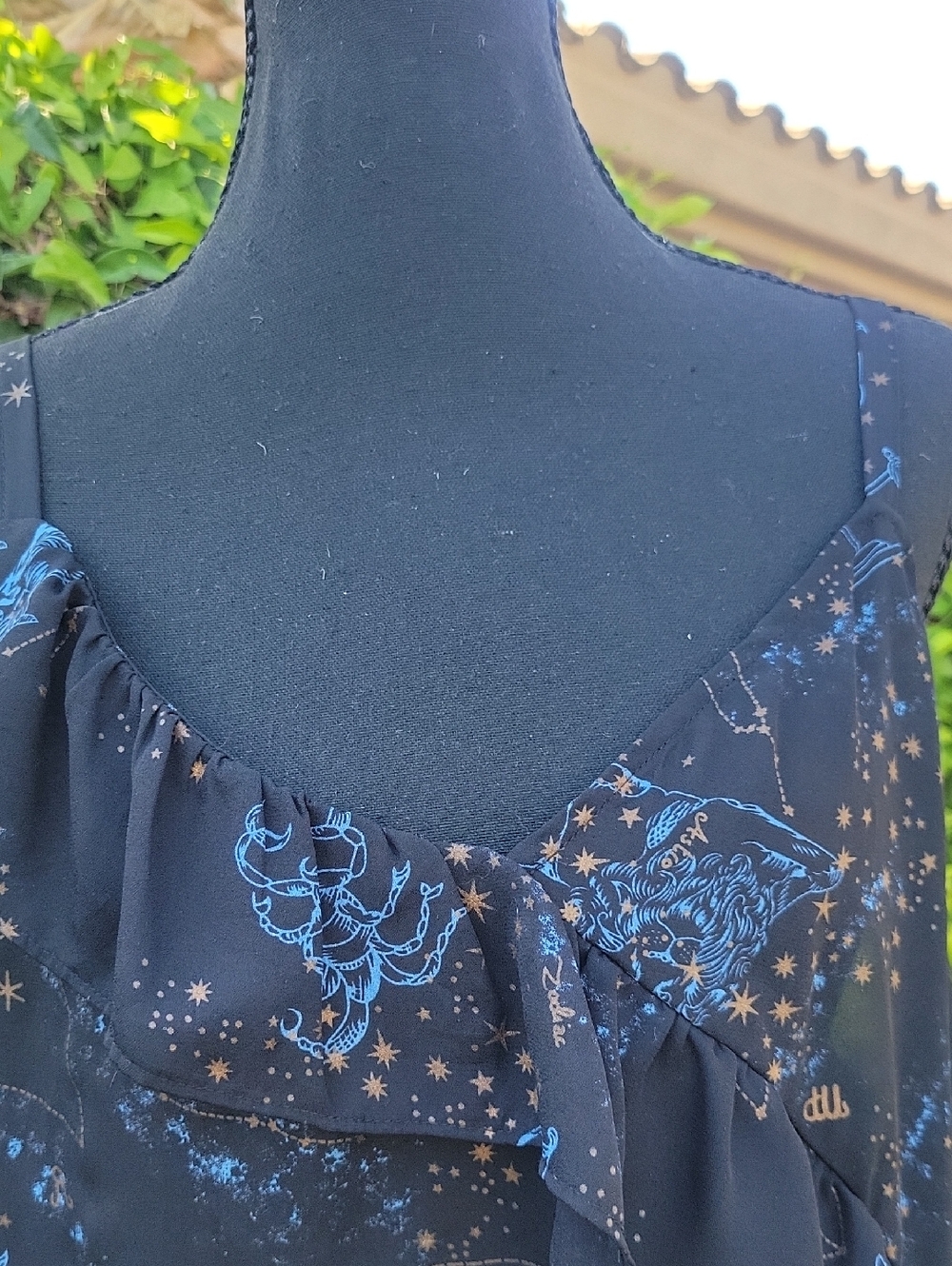 Torrid Black Celestial Zodiac Star Ruffle Sheer Cami Top 1 - Picture 3 of 13